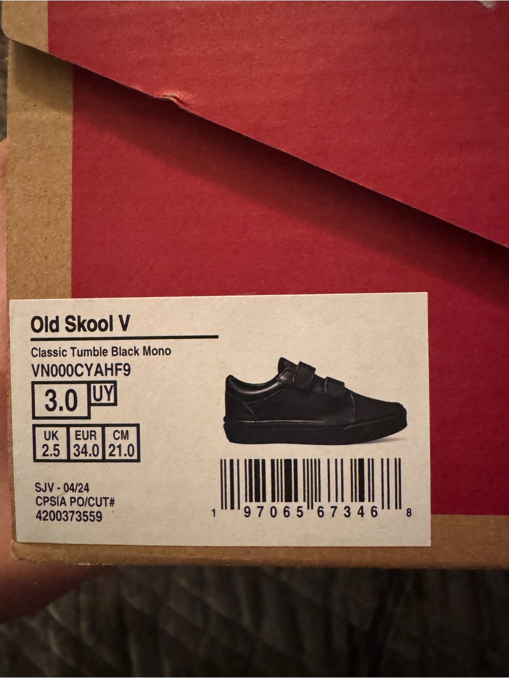 Vans Old Skool V Kids Velcro Sneakers - Black